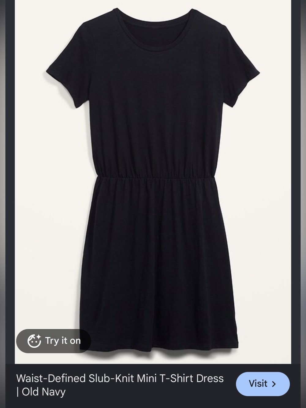 Old Navy Black Short-Sleeve Midi Dress with Cinched Waist